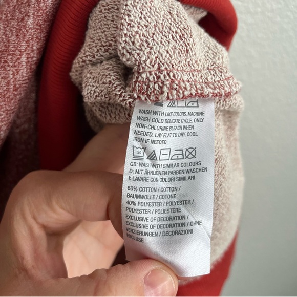 Peace Love World Birdseye Two-Tone Heather Rose Red Cowl Neck Pullover Small - Picture 12 of 12